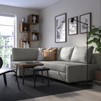 IKEA FRIHETEN / KLAGSHAMN Coltar extensibil cu depozitare, Faringe gri