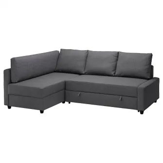 IKEA FRIHETEN / KLAGSHAMN Coltar extensibil cu depozitare, Skiftebo gri inchis