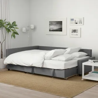 IKEA FRIHETEN / KLAGSHAMN Coltar extensibil cu depozitare, Skiftebo gri inchis