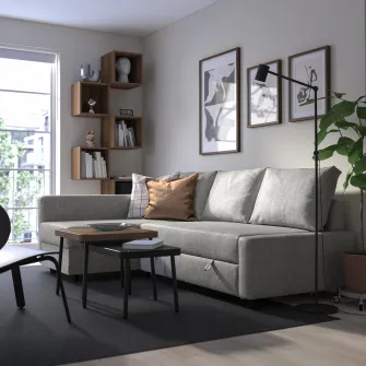 IKEA FRIHETEN Coltar extensibil cu depozitare, Faringe gri