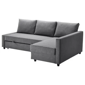 IKEA FRIHETEN Coltar extensibil cu depozitare, Skiftebo gri inchis