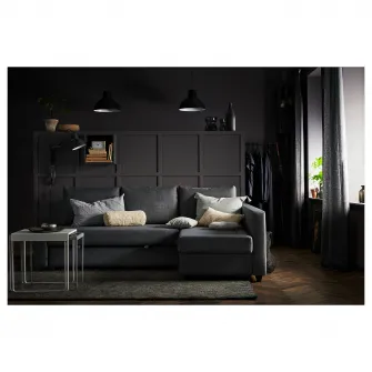 IKEA FRIHETEN Coltar extensibil cu depozitare, Skiftebo gri inchis