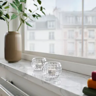 IKEA FRÖJDA Suport lumanare pastila, sticla transparenta, 6 cm