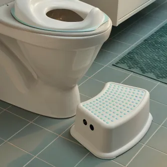 IKEA FÖRSIKTIG Taburet pentru copii, alb/turcoaz