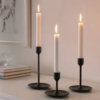 IKEA FULLTALIG Suport lumanare, set 3 buc., negru