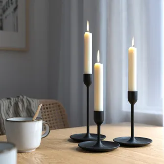 IKEA FULLTALIG Suport lumanare, set 3 buc., negru