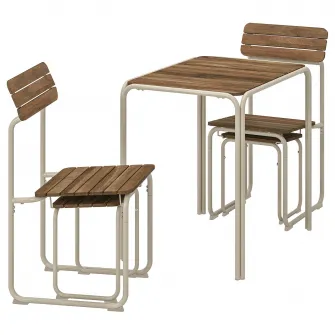 IKEA FURUÖN Masa sufragerie+2scaune+2taburete, maro/exterior