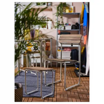 IKEA FURUÖN Masa sufragerie+2scaune+2taburete, maro/exterior