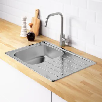 IKEA FYNDIG Chiuveta incorporata, 1cuva+uscator, inox, 70x50 cm