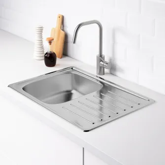 IKEA FYNDIG Chiuveta incorporata, 1cuva+uscator, inox, 70x50 cm
