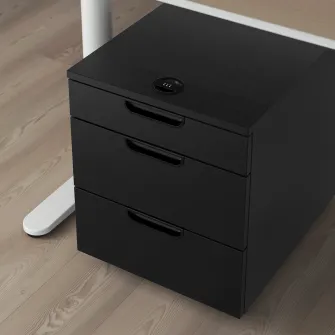 IKEA GALANT Comoda cu rotile, furnir frasin vopsit negru, 45x55 cm