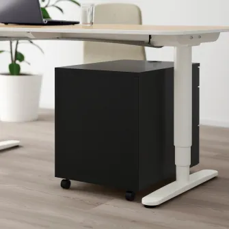 IKEA GALANT Comoda cu rotile, furnir frasin vopsit negru, 45x55 cm
