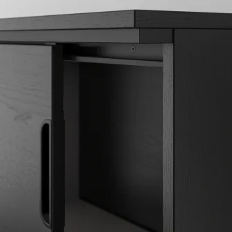 IKEA GALANT Ansamblu depozitare+usi glisante, furnir frasin vopsit negru, 320x120 cm
