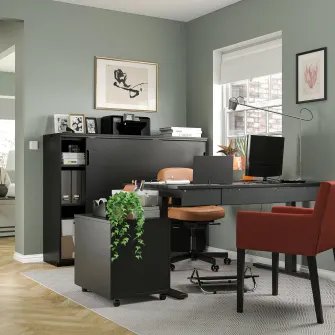 IKEA GALANT Corp cu usi glisante, furnir frasin vopsit negru, 160x120 cm