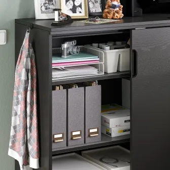 IKEA GALANT Corp cu usi glisante, furnir frasin vopsit negru, 160x120 cm