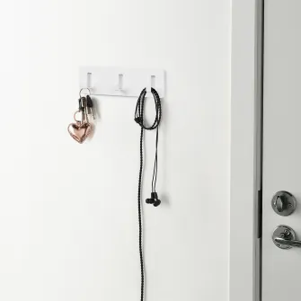 IKEA GALTBOX Cuier 3 agatatori, autoadeziv/alb