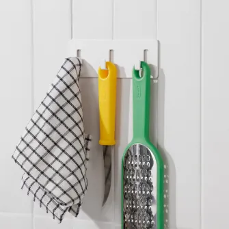 IKEA GALTBOX Cuier 3 agatatori, autoadeziv/alb