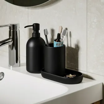IKEA GANSJÖN Set accesorii baie, 3 piese, negru