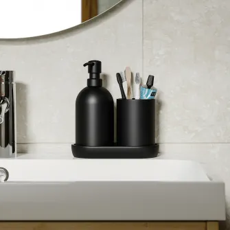 IKEA GANSJÖN Set accesorii baie, 3 piese, negru