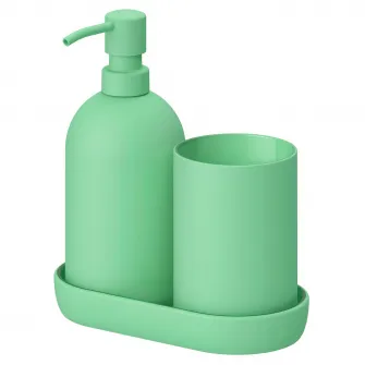 IKEA GANSJÖN Set accesorii baie, 3 piese, verde deschis