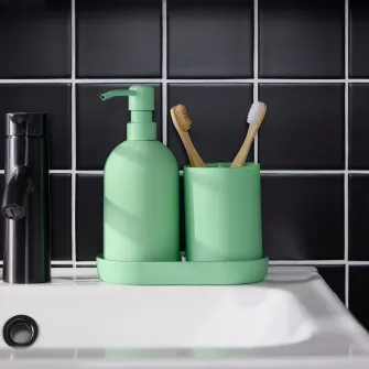 IKEA GANSJÖN Set accesorii baie, 3 piese, verde deschis