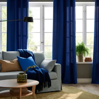 IKEA GINSTMOTT Draperii, 2buc, albastru inchis/rjns, 145x300 cm