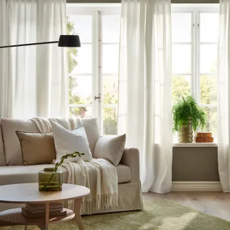 IKEA GINSTMOTT Draperii, 2buc, alb/rjns, 145x300 cm