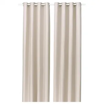 IKEA GINSTMOTT Draperii, 2buc, bej/cu ochiuri, 145x300 cm