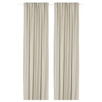 IKEA GINSTMOTT Draperii, 2buc, bej/rjns, 145x300 cm