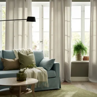 IKEA GINSTMOTT Draperii, 2buc, bej/rjns, 145x300 cm