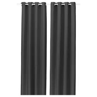 IKEA GINSTMOTT Draperii, 2buc, gri inchis/cu ochiuri, 145x300 cm