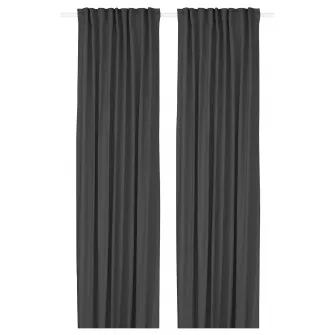 IKEA GINSTMOTT Draperii, 2buc, gri inchis/rjns, 145x300 cm