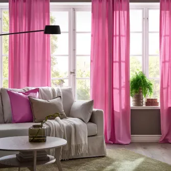IKEA GINSTMOTT Draperii, 2buc, roz/rjns, 145x300 cm