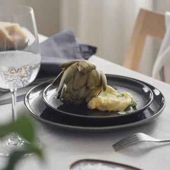 IKEA GLADELIG Farfurie aperitiv, gri inchis, 20 cm