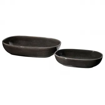 IKEA GLADELIG Set 2 vase cuptor, gri inchis