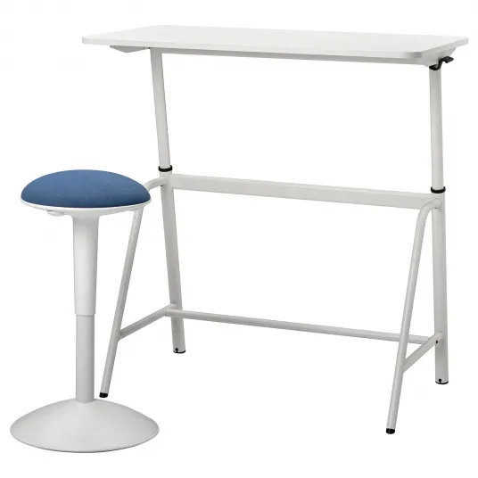 IKEA GLADHÖJDEN / NILSERIK Birou+suport cu inaltime reglabila, alb/albastru inchis