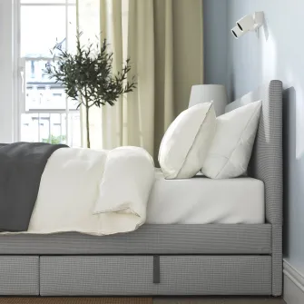 IKEA GLADSTAD Pat tapitat, 2 cutii depozitare, Kabusa gri, 140x200 cm