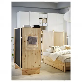 IKEA GLAMBERGET Mobilier dormitor, set 3 piese, pin/Katorp bej, 80-160x200 cm