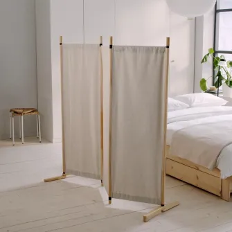 IKEA GLAMBERGET Paravan, pin/Katorp bej, 150x150 cm