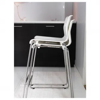 IKEA GLENN Scaun bar, inaltimea blatului alb/cromat, 66 cm
