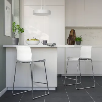 IKEA GLENN Scaun bar, inaltimea blatului alb/cromat, 66 cm
