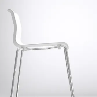 IKEA GLENN Scaun bar, inaltimea blatului alb/cromat, 66 cm