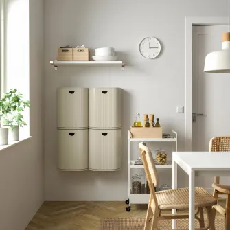 IKEA GÅRDSBUTIK Cos cu capac, gri-bej, 21 l