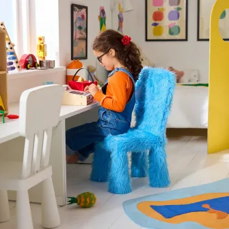 GREJSIMOJS husa scaun copii, blana sintetica/albastru
