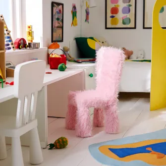 GREJSIMOJS husa scaun copii, blana sintetica/roz