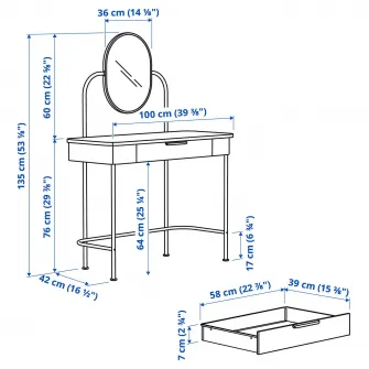 IKEA GRÅFJÄLLET Masuta de toaleta, antracit, 100x42 cm