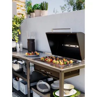 IKEA GRILLSKÄR Bucatarie+gratar carbuni/exterior, inox, 172x61 cm