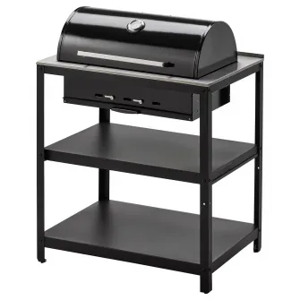 IKEA GRILLSKÄR Gratar pe carbuni, negru/inox exterior, 86x61 cm