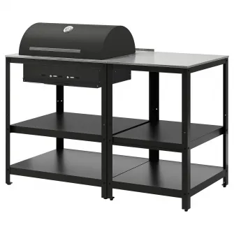 IKEA GRILLSKÄR Gratar pe carbuni+insula bucatarie, inox/exterior, 147x61 cm