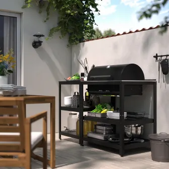 IKEA GRILLSKÄR Gratar pe carbuni+insula bucatarie, inox/exterior, 147x61 cm